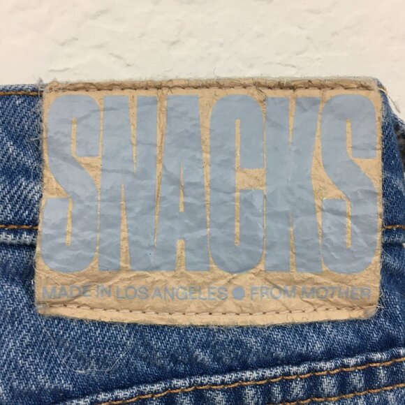 Mother Jean Womens The Fun Dip Utility Puddle Wide Leg Size 32 Cut off hem Blue - Picture 8 of 16